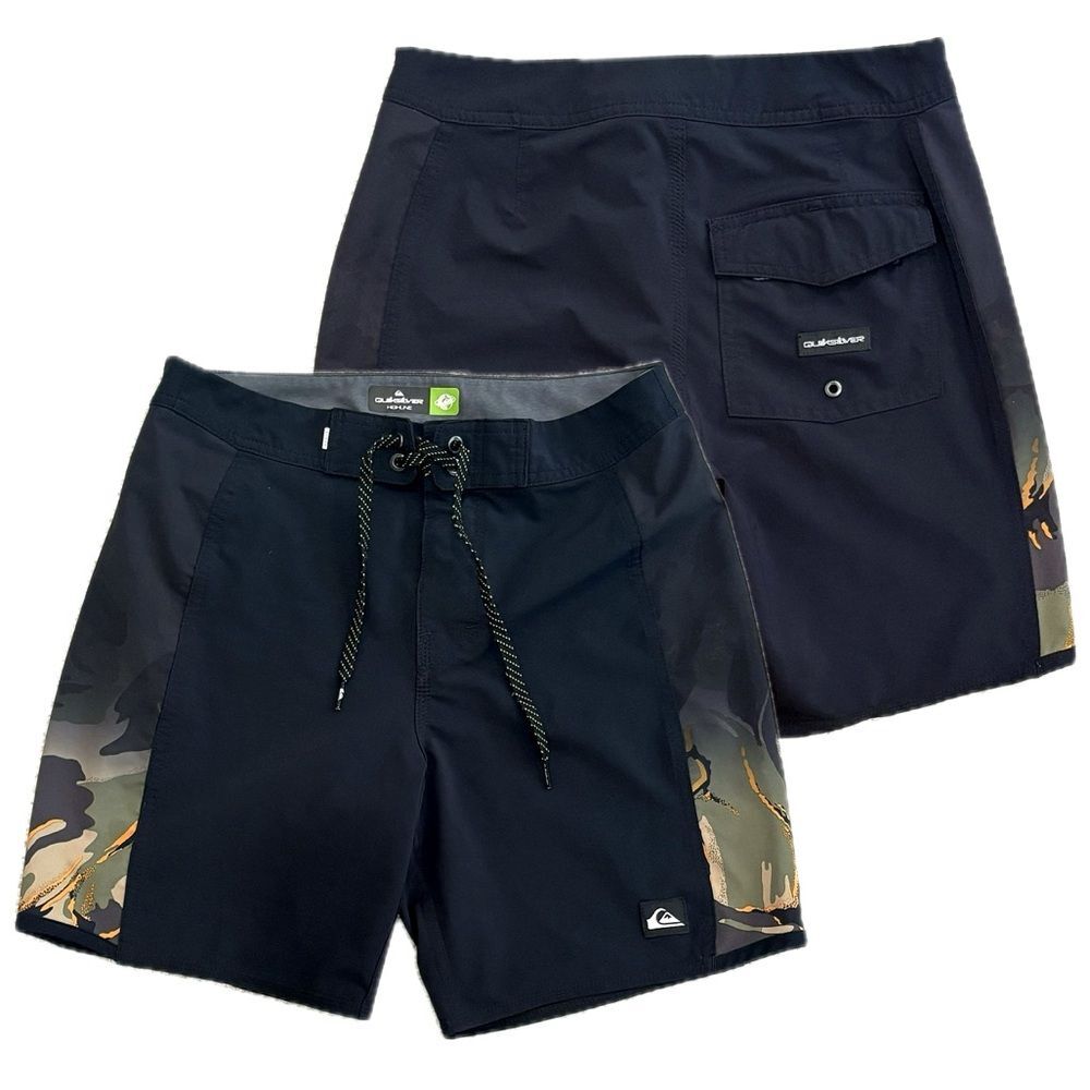 Quiksilver Highline Surfsilk Board Shorts Mens Size 28 Black Camo Side Panels